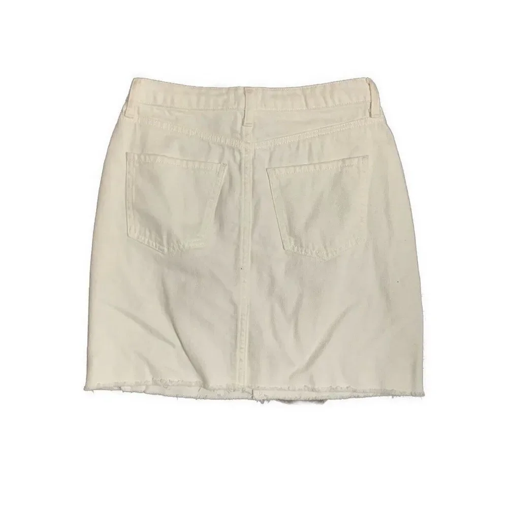 River Island Womens Solid White Denim Jean Mini Skirt 4 Small US 8 UK